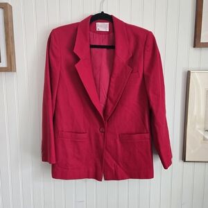 Pendleton Vintage Wool Vibrant Red Women's Blazer With Pockets One Button